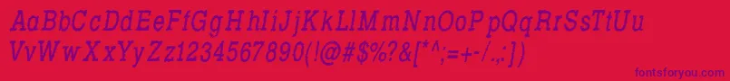 More about RowdyTypemachine7CondensedItalic Font RowdyTypemachine7CondensedItalic Font – Purple Fonts on Red Background