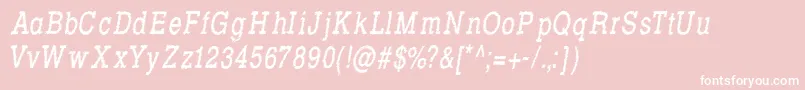 Police RowdyTypemachine7CondensedItalic – polices blanches sur fond rose