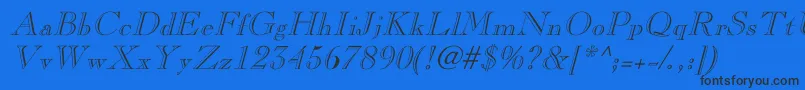 LaraItalicHollow Font – Black Fonts on Blue Background