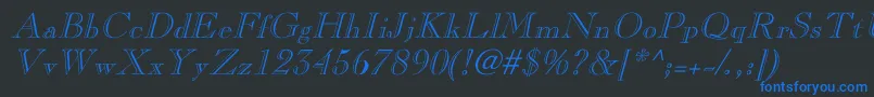 LaraItalicHollow Font – Blue Fonts on Black Background