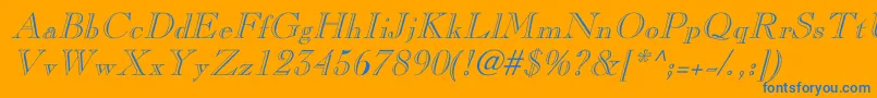 LaraItalicHollow Font – Blue Fonts on Orange Background