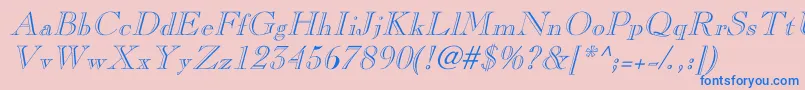 LaraItalicHollow Font – Blue Fonts on Pink Background