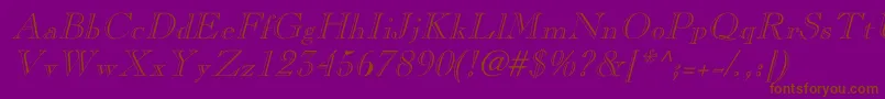 LaraItalicHollow Font – Brown Fonts on Purple Background