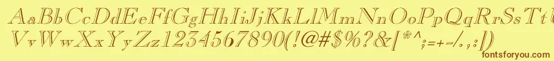 LaraItalicHollow Font – Brown Fonts on Yellow Background