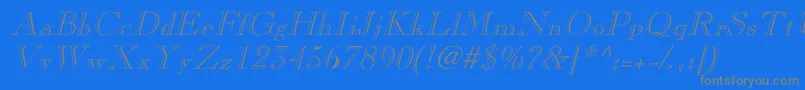 LaraItalicHollow-Schriftart – Graue Schriften auf blauem Hintergrund