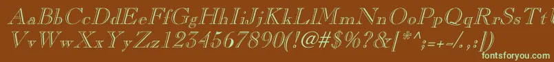 LaraItalicHollow Font – Green Fonts on Brown Background