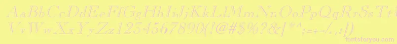 LaraItalicHollow Font – Pink Fonts on Yellow Background