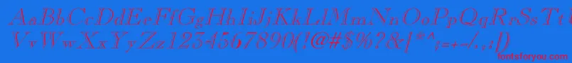 LaraItalicHollow Font – Red Fonts on Blue Background