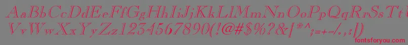 LaraItalicHollow Font – Red Fonts on Gray Background