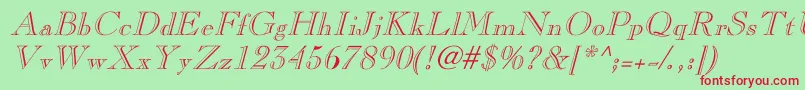 LaraItalicHollow Font – Red Fonts on Green Background