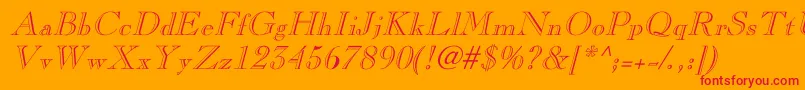 LaraItalicHollow Font – Red Fonts on Orange Background