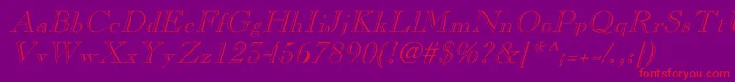 LaraItalicHollow Font – Red Fonts on Purple Background