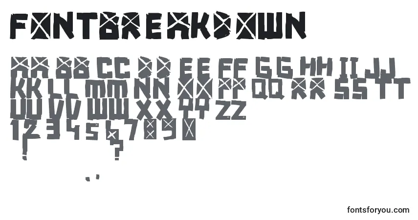 Fuente FontBreakdown - alfabeto, números, caracteres especiales