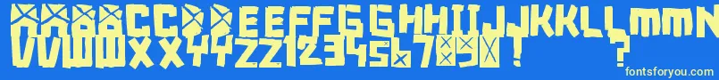 フォントFontBreakdown – 黄色の文字、青い背景