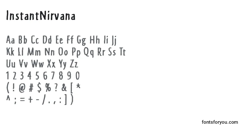 A fonte InstantNirvana – alfabeto, números, caracteres especiais