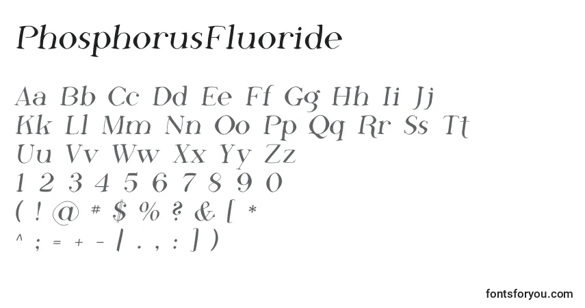 Fuente PhosphorusFluoride - alfabeto, números, caracteres especiales