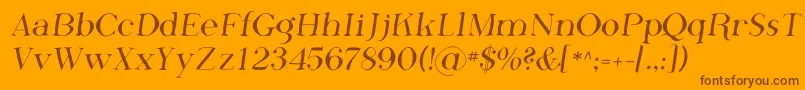 PhosphorusFluoride-Schriftart – Braune Schriften auf orangefarbenem Hintergrund