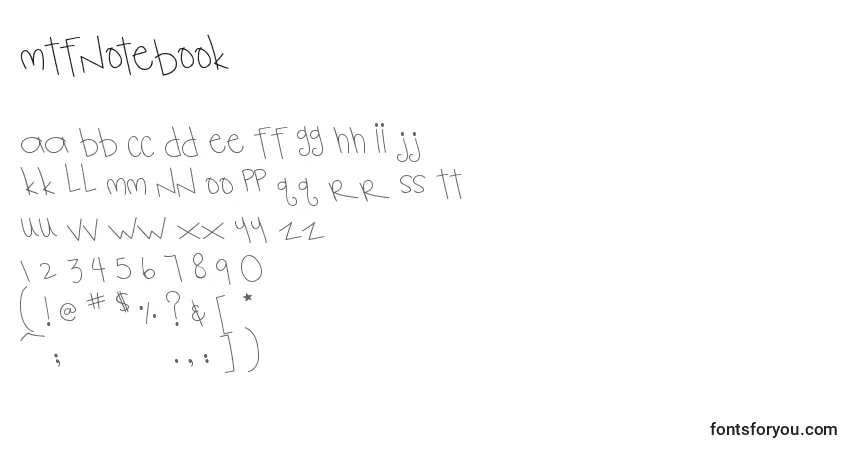 Schriftart MtfNotebook – Alphabet, Zahlen, spezielle Symbole
