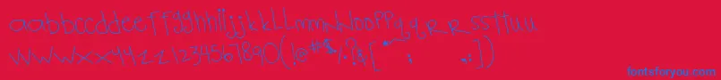 MtfNotebook-Schriftart – Blaue Schriften auf rotem Hintergrund