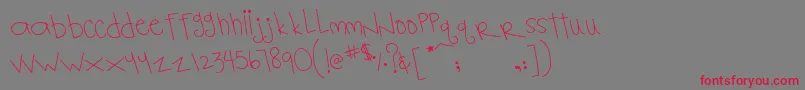 フォントMtfNotebook – 赤い文字の灰色の背景