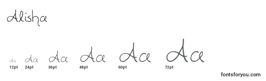 Размеры шрифта Alisha