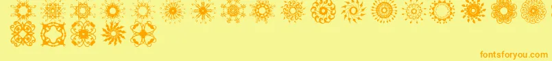 Rosette110621-fontti – oranssit fontit keltaisella taustalla