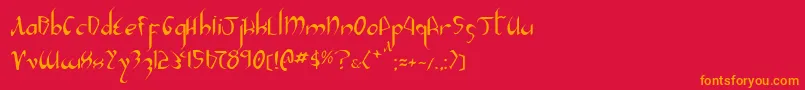 フォントXaphanIi – 赤い背景にオレンジの文字