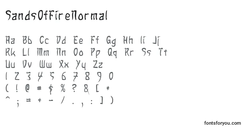 A fonte SandsOfFireNormal – alfabeto, números, caracteres especiais