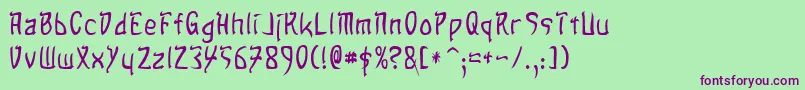 SandsOfFireNormal Font – Purple Fonts on Green Background