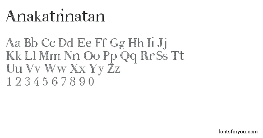 Anakatrinatan-fontti – aakkoset, numerot, erikoismerkit