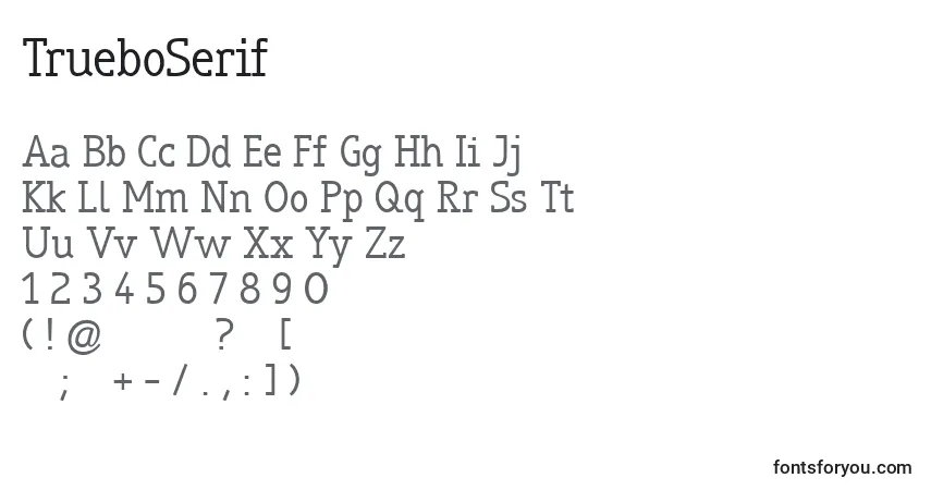 Schriftart TrueboSerif – Alphabet, Zahlen, spezielle Symbole