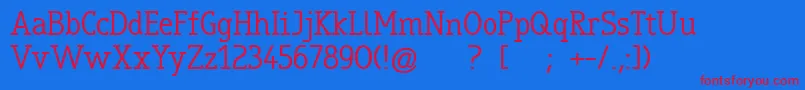 TrueboSerif-Schriftart – Rote Schriften auf blauem Hintergrund