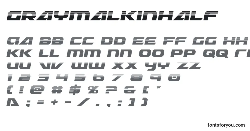 A fonte Graymalkinhalf – alfabeto, números, caracteres especiais