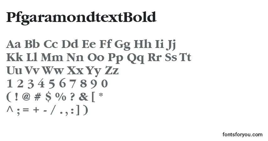 Czcionka PfgaramondtextBold – alfabet, cyfry, specjalne znaki