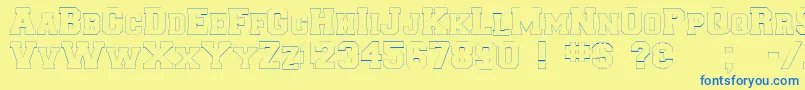 Collegiateborderflf Font – Blue Fonts on Yellow Background