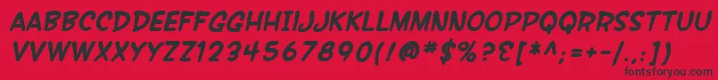 SfWonderComicBoldItalic-fontti – mustat fontit punaisella taustalla