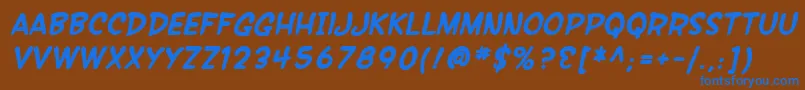 SfWonderComicBoldItalic Font – Blue Fonts on Brown Background