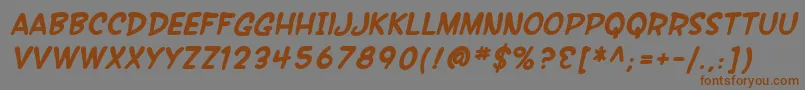 SfWonderComicBoldItalic-fontti – ruskeat fontit harmaalla taustalla