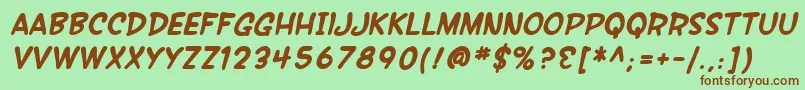 SfWonderComicBoldItalic Font – Brown Fonts on Green Background