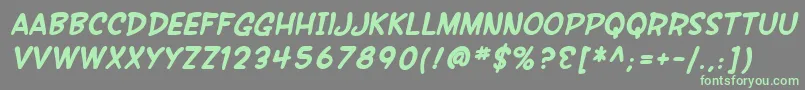 SfWonderComicBoldItalic-Schriftart – Grüne Schriften auf grauem Hintergrund