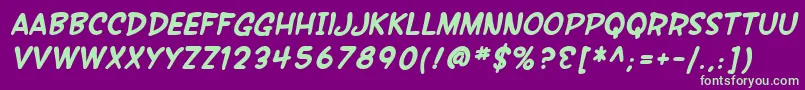 SfWonderComicBoldItalic Font – Green Fonts on Purple Background