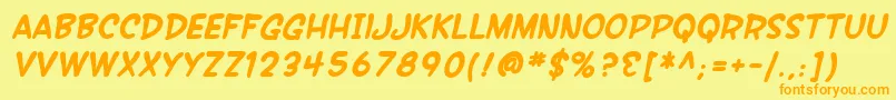 フォントSfWonderComicBoldItalic – オレンジの文字が黄色の背景にあります。