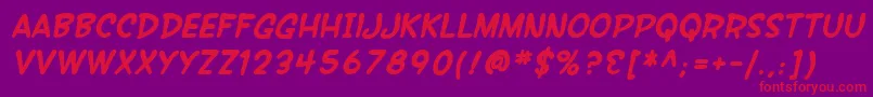 SfWonderComicBoldItalic Font – Red Fonts on Purple Background