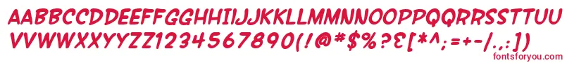 SfWonderComicBoldItalic-fontti – punaiset fontit valkoisella taustalla