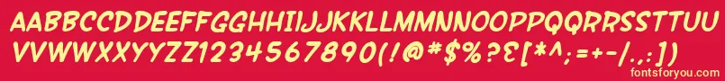 SfWonderComicBoldItalic Font – Yellow Fonts on Red Background