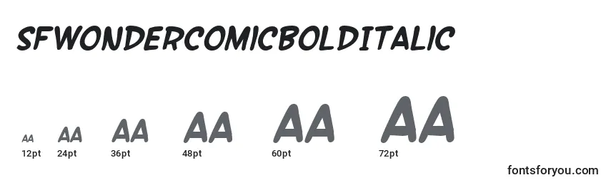Размеры шрифта SfWonderComicBoldItalic