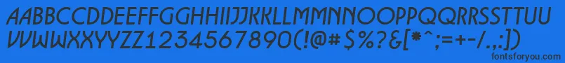 フォントALancetItalic – 黒い文字の青い背景