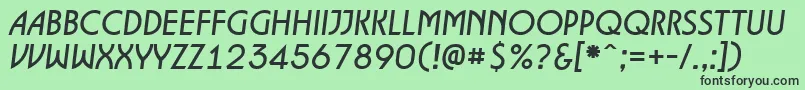 フォントALancetItalic – 緑の背景に黒い文字