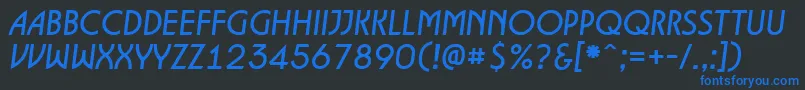 ALancetItalic-Schriftart – Blaue Schriften auf schwarzem Hintergrund