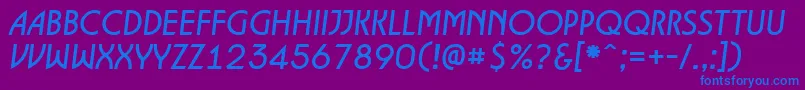フォントALancetItalic – 紫色の背景に青い文字